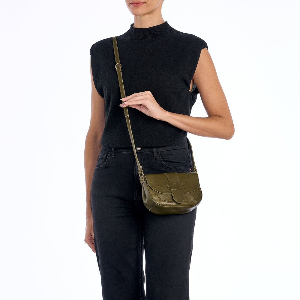 Fausta Small | Sac bandouliere pour femme en cuir couleur vert rugiada
