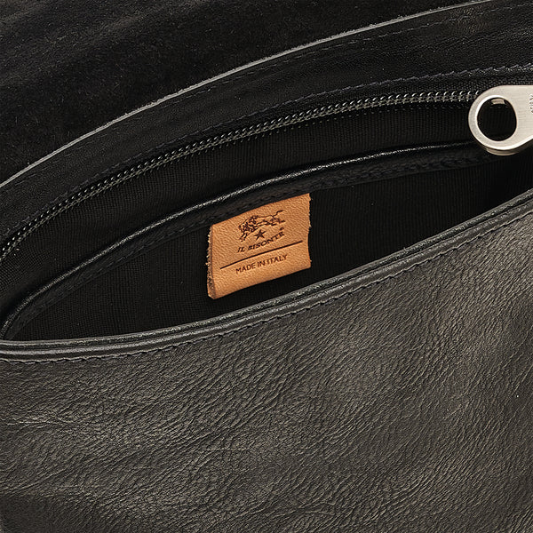 Brolio | Men's crossbody bag in vintage leather color black