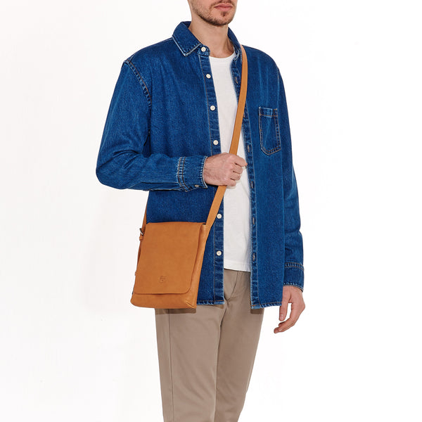 Brolio | Men's Crossbody Bag in Vintage Leather color Natural