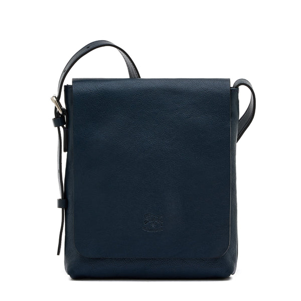 Brolio | Borsa a tracolla da uomo in pelle invecchiata colore blu mezzanotte