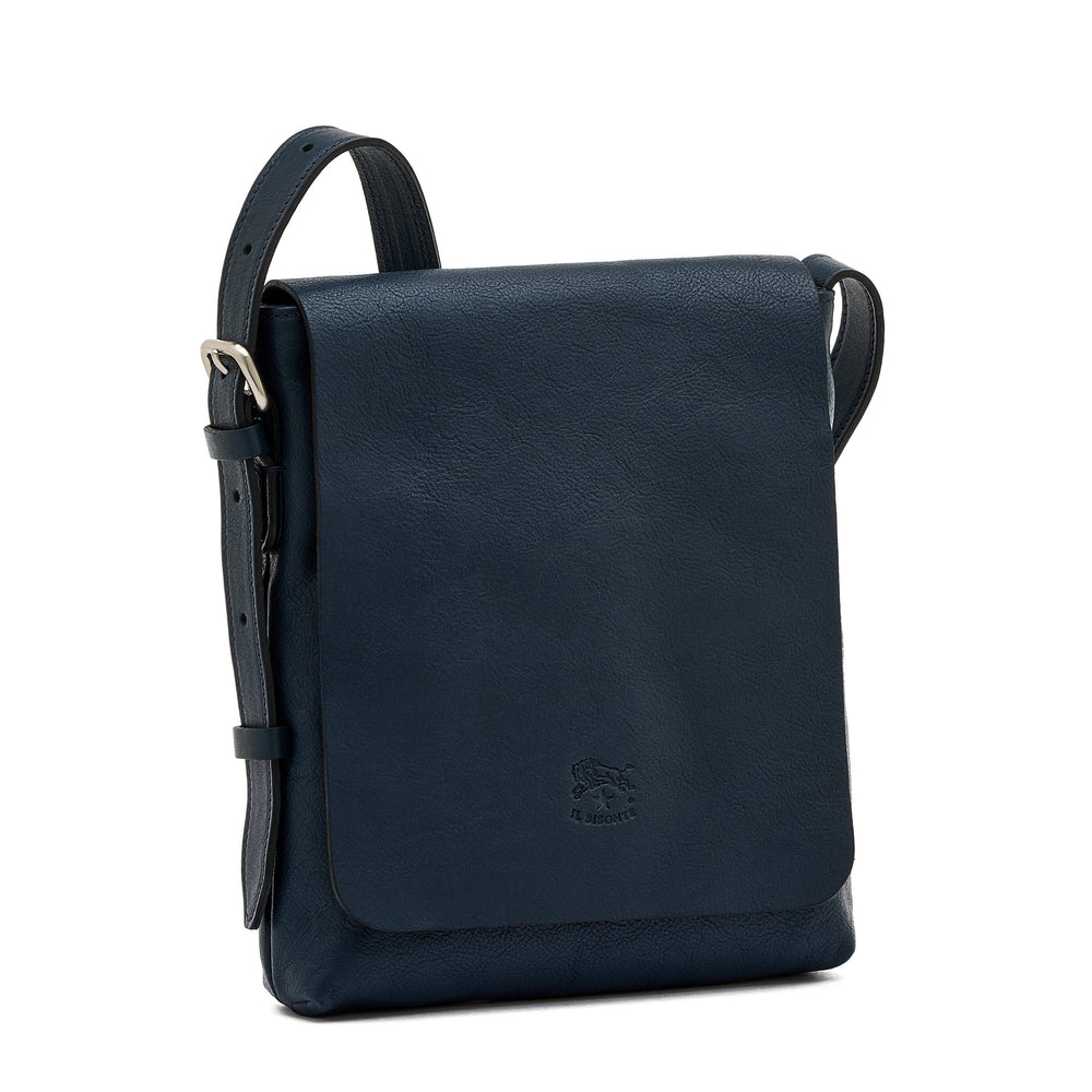 Brolio | Borsa a tracolla da uomo in pelle invecchiata colore blu mezzanotte