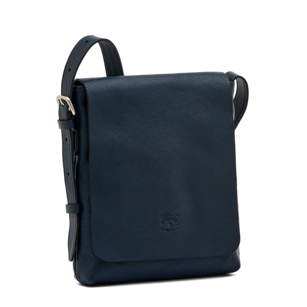 Brolio | Borsa a tracolla da uomo in pelle invecchiata colore blu mezzanotte