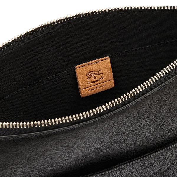 Oriuolo | Men's crossbody bag in vintage leather color black