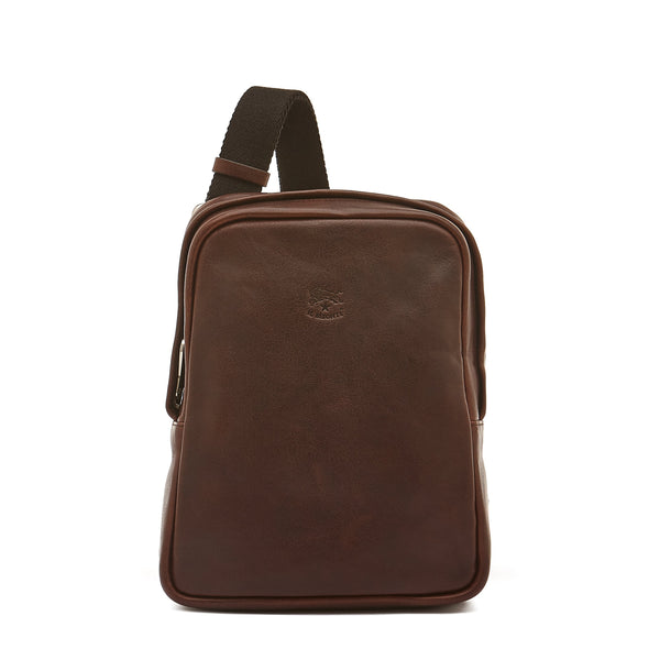 Cestello | Men's crossbody bag in vintage leather color coffee