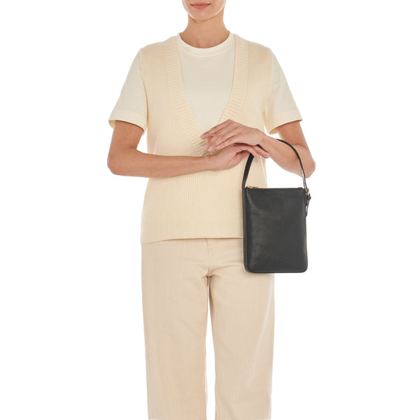 Modulo | Women's Crossbody Bag in Leather color Black