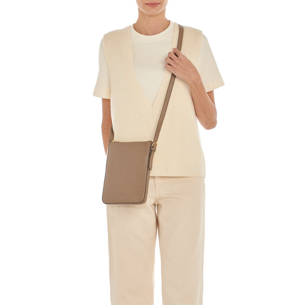 Modulo | Women's Crossbody Bag in Leather color Light Grey