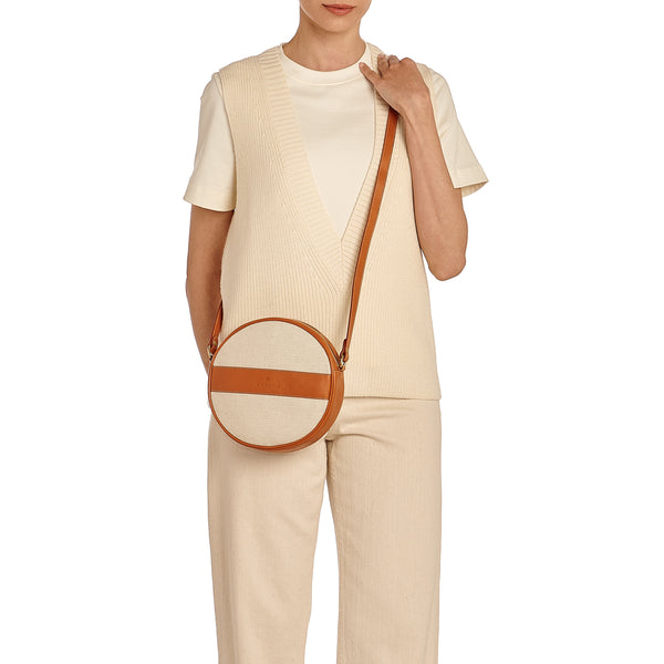 Marini | Women's crossbody bag in fabric color natural / caramel