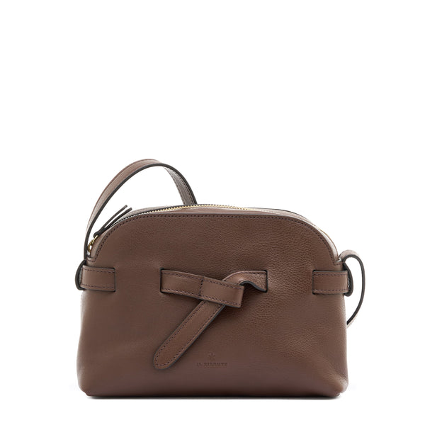 Elisa | Women's crossbody bag in leather color brown tabacco — 
front view

