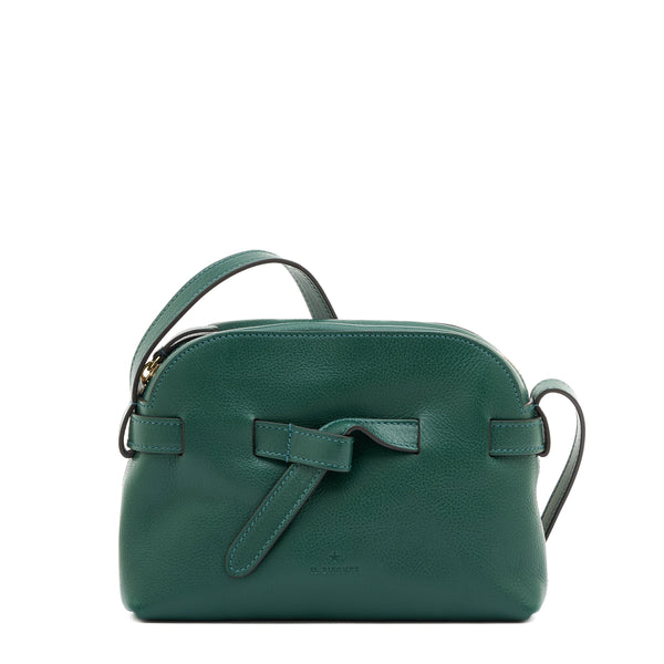 Elisa | Women's crossbody bag in leather color green oleandro — 
front view
