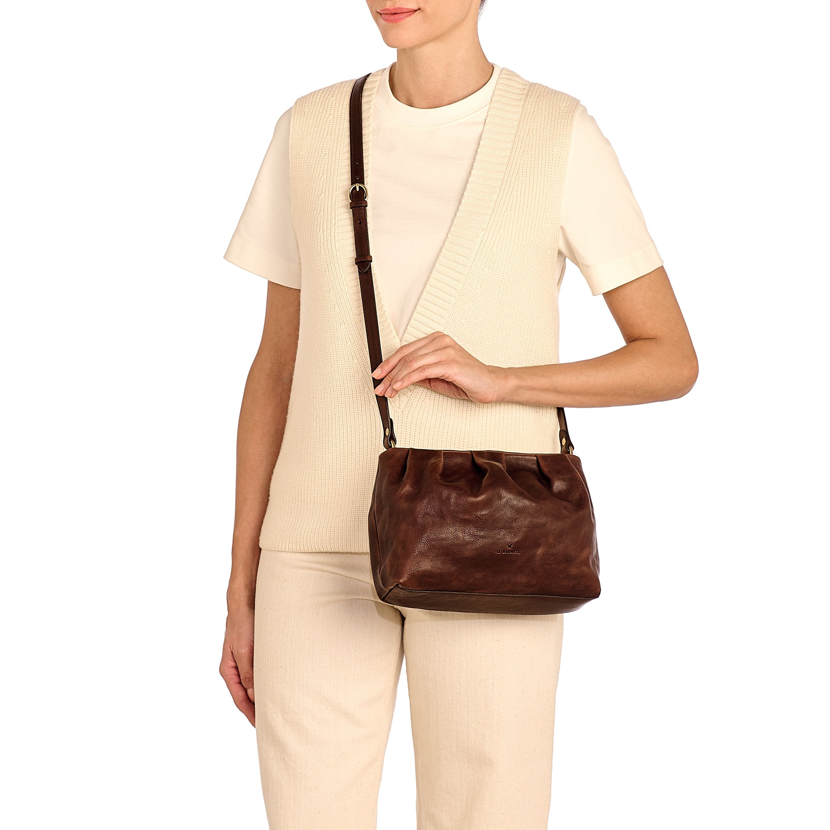 Accademia | Sac bandouliere pour femme en cuir vintage couleur cafè