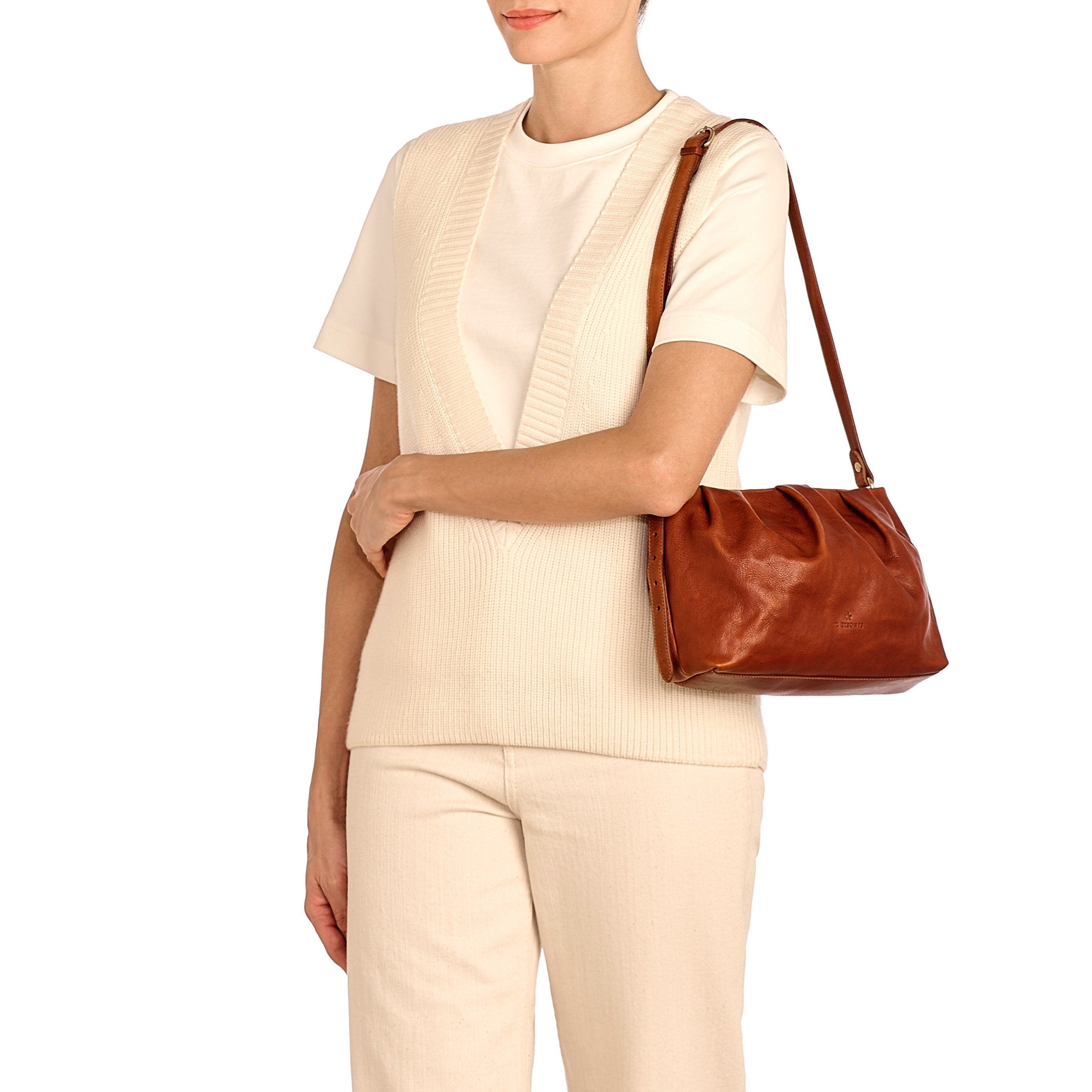 Accademia | Borsa a tracolla da donna in pelle invecchiata colore seppia