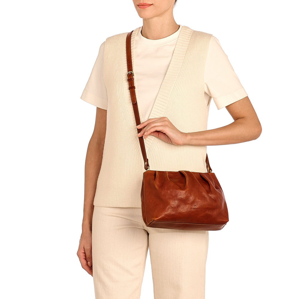 Accademia | Borsa a tracolla da donna in pelle invecchiata colore seppia