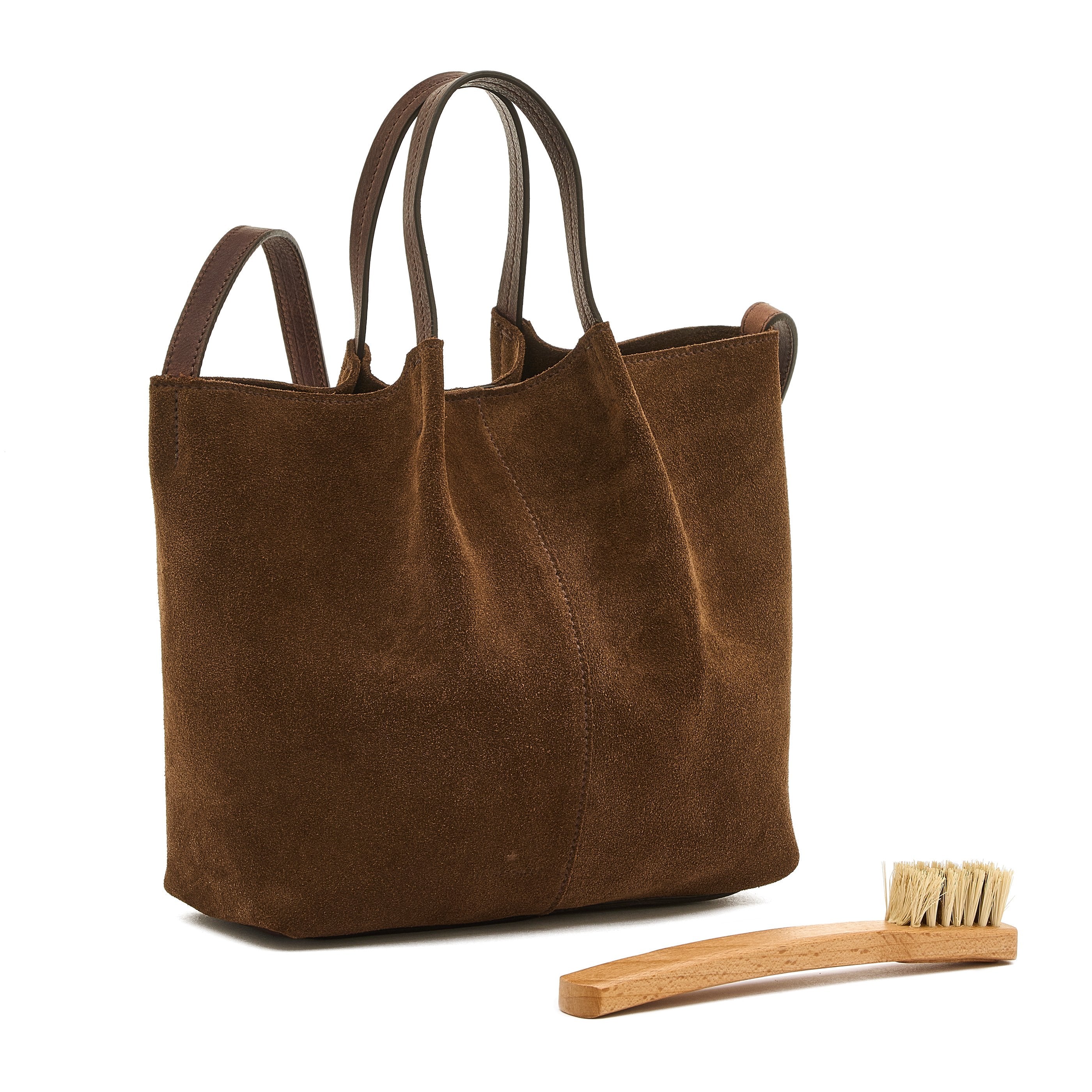 Nina | Women's crossbody bag in suede color dark brown