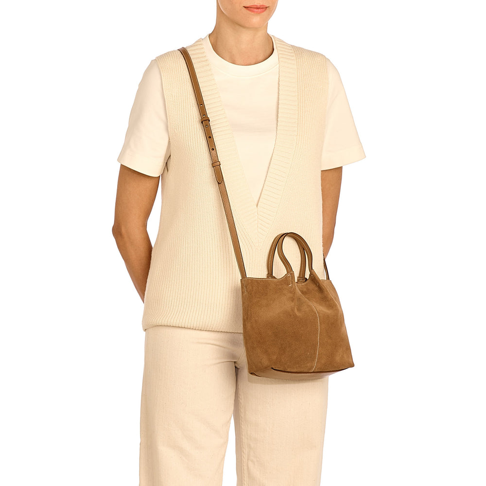 Nina | Borsa a tracolla da donna in suede colore gianduia