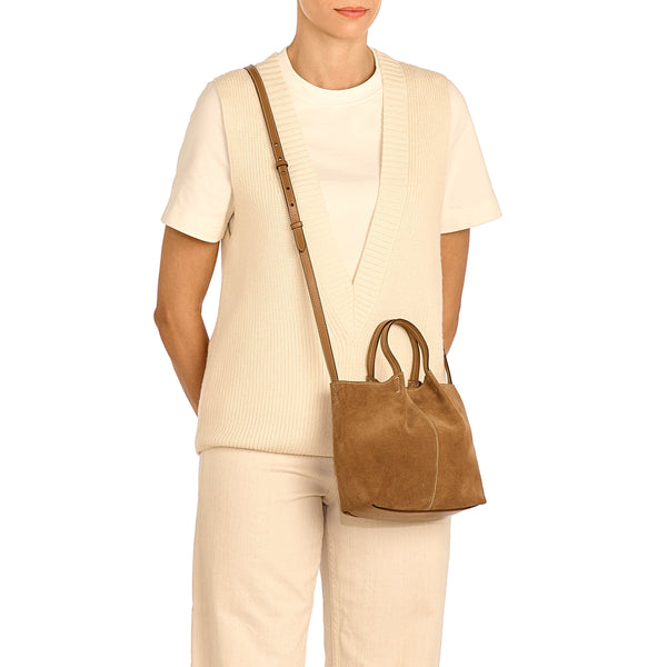 Nina | Borsa a tracolla da donna in suede colore gianduia