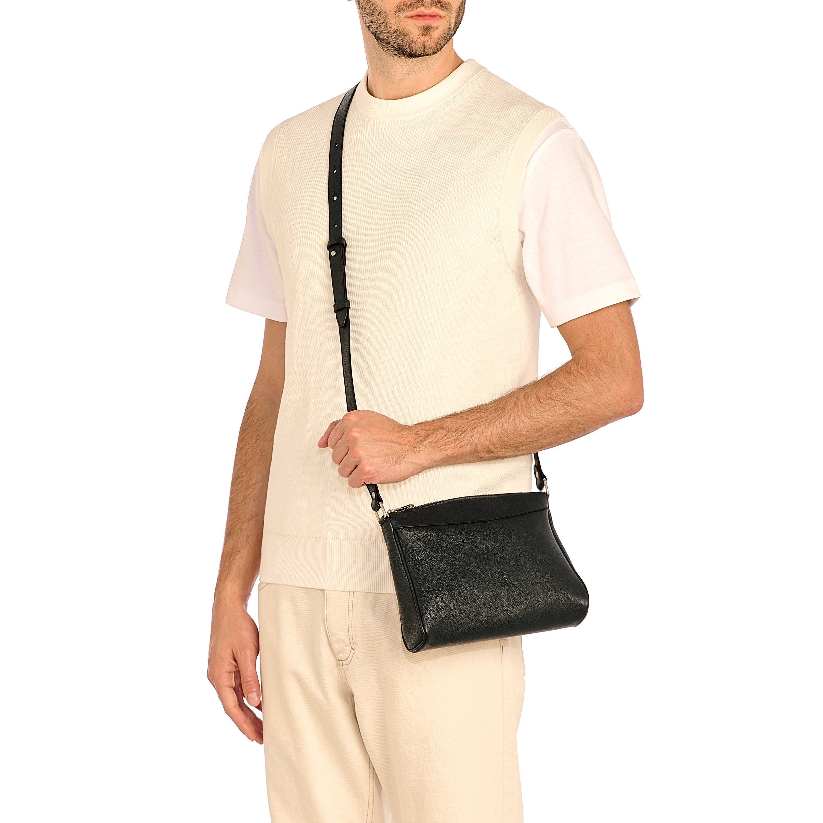 Archetipo | Borsa a tracolla da uomo in pelle invecchiata colore blu mezzanotte