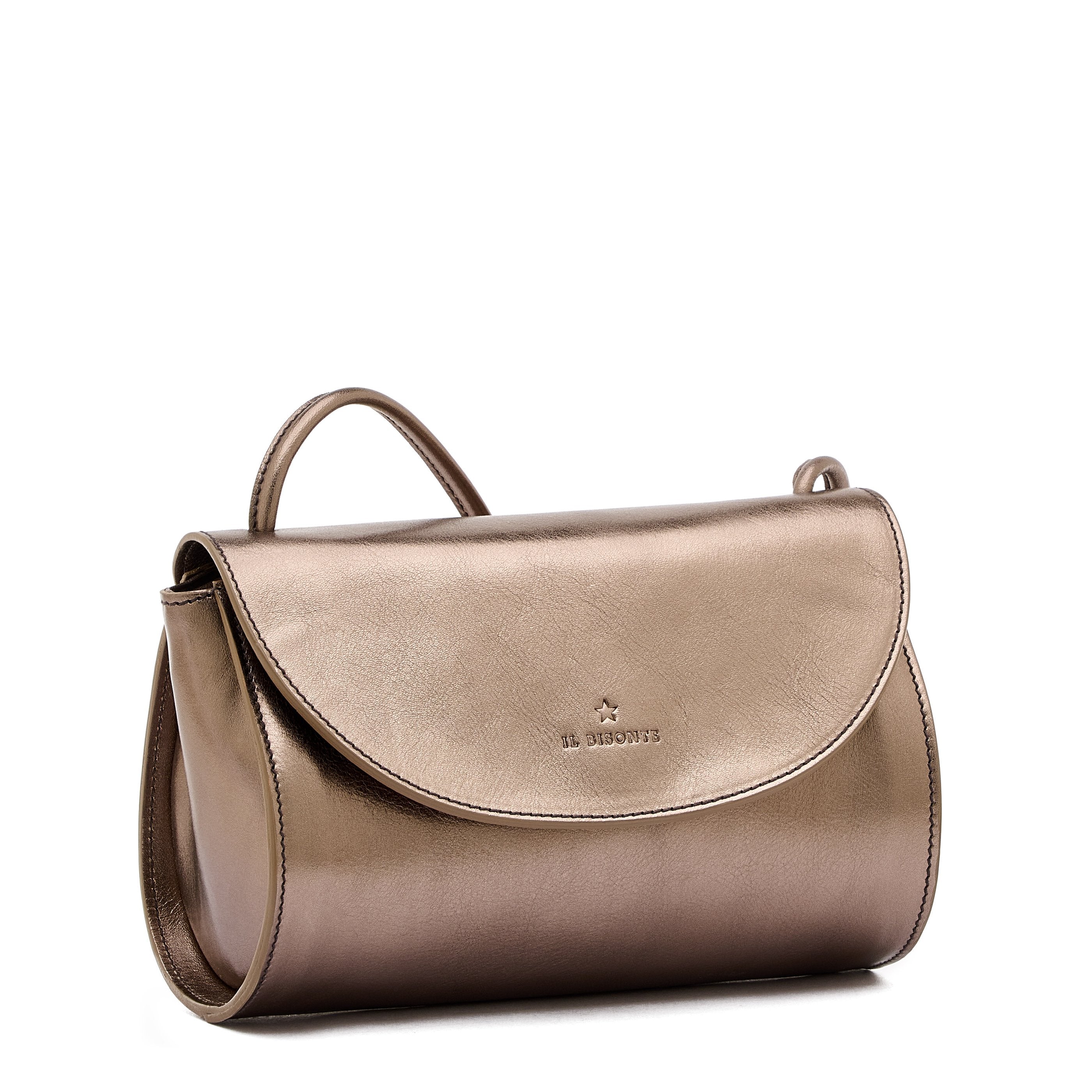 Linea 1978 | Borsa a tracolla da donna in pelle metallizzata colore bronzo metallico