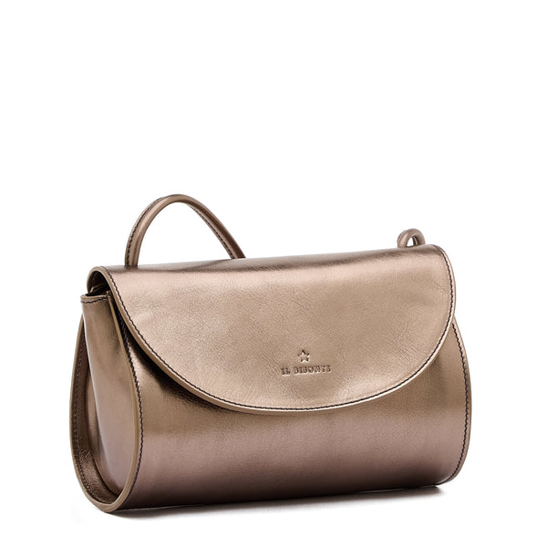 Linea 1978 | Borsa a tracolla da donna in pelle metallizzata colore bronzo metallico