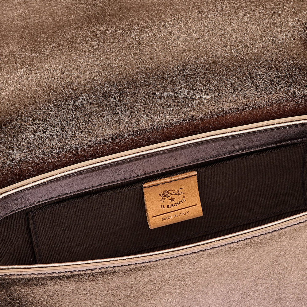 Linea 1978 | Borsa a tracolla da donna in pelle metallizzata colore bronzo metallico