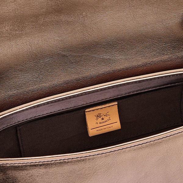Linea 1978 | Borsa a tracolla da donna in pelle metallizzata colore bronzo metallico