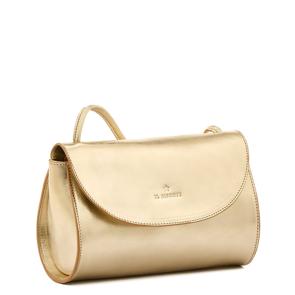 Linea 1978 | Borsa a tracolla da donna in pelle metallizzata colore platino