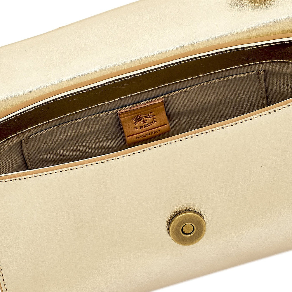 Linea 1978 | Borsa a tracolla da donna in pelle metallizzata colore platino