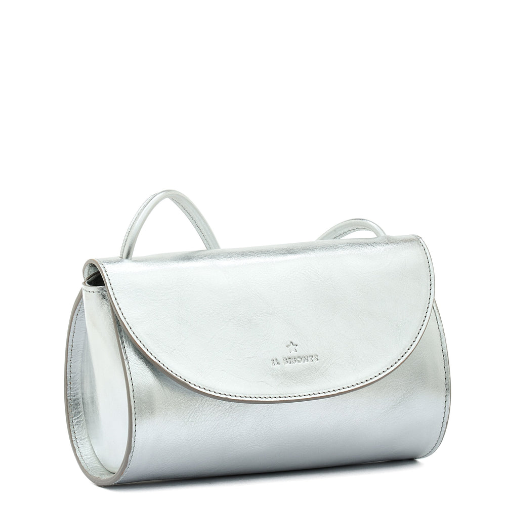 Linea 1978 | Women's crossbody bag in metallic leather color metallic silver — 
side view
 — 3 of 4