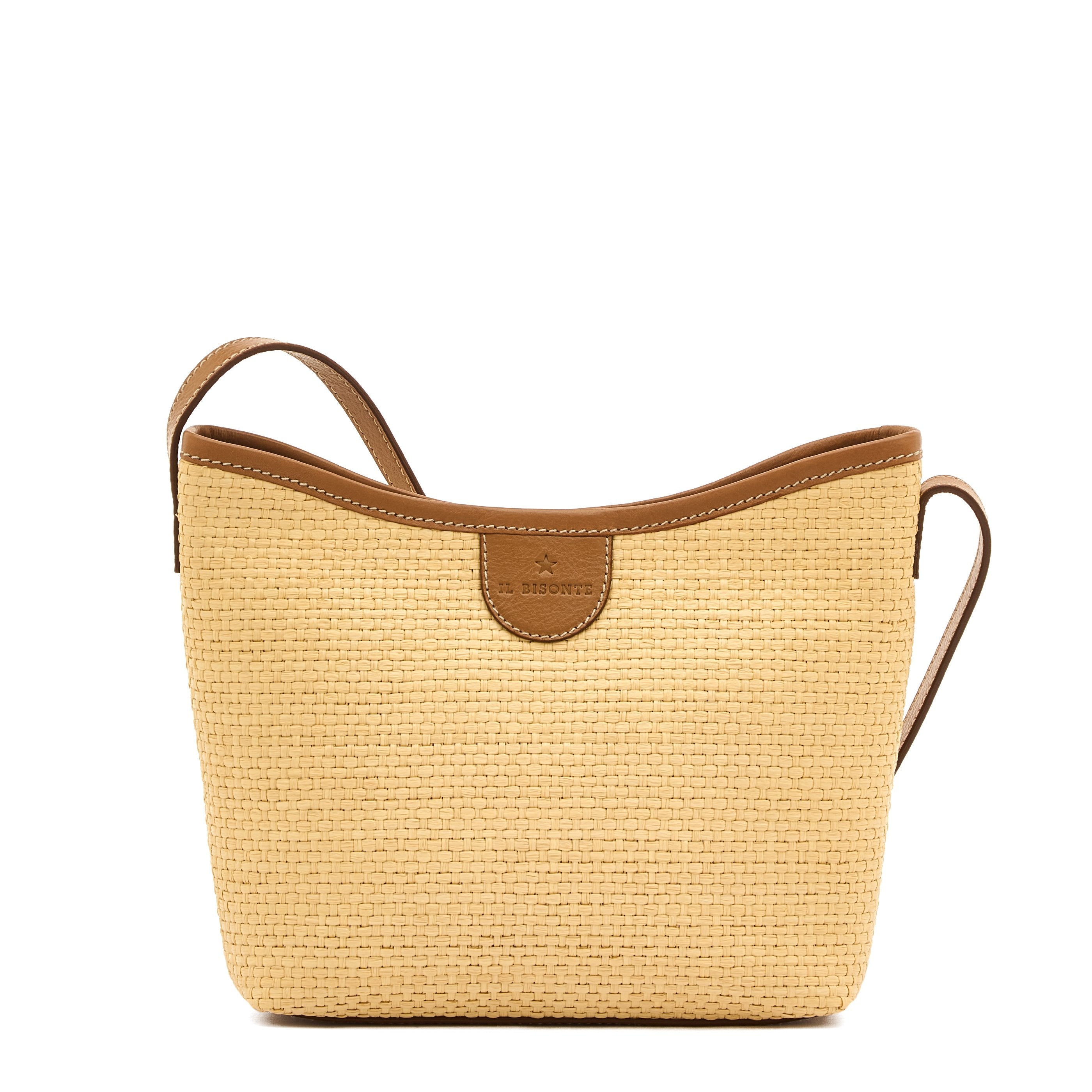Raffia | Borsa a tracolla da donna in tessuto colore beige / gianduia