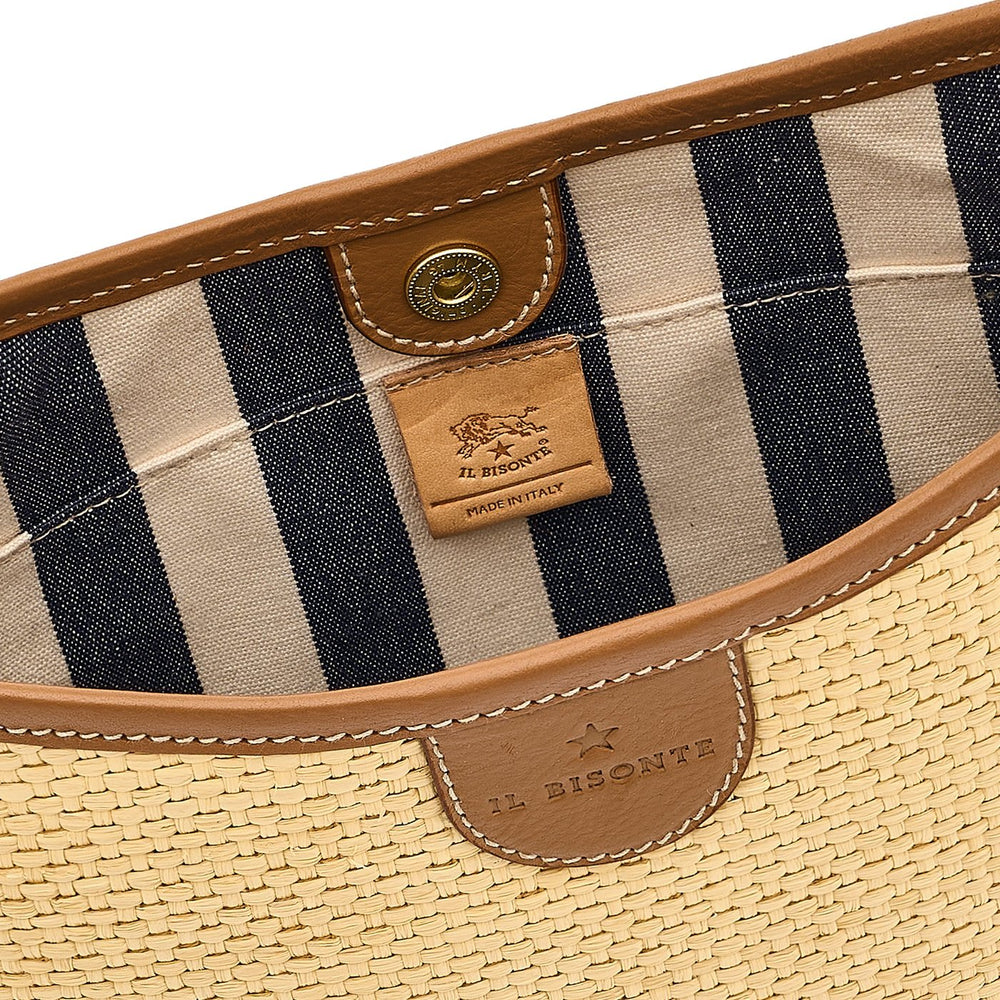 Raffia | Borsa a tracolla da donna in tessuto colore beige / gianduia