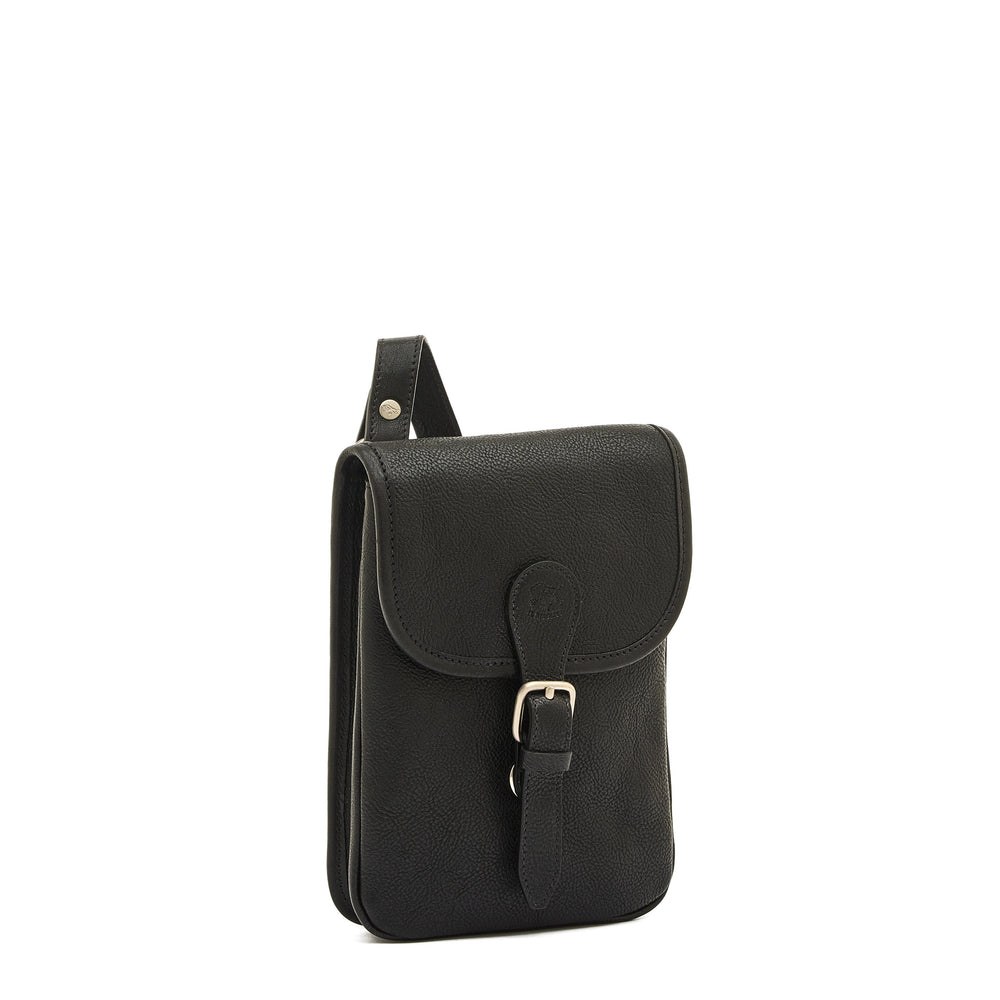 Linea 1990 | Borsa a tracolla da uomo in pelle invecchiata colore nero