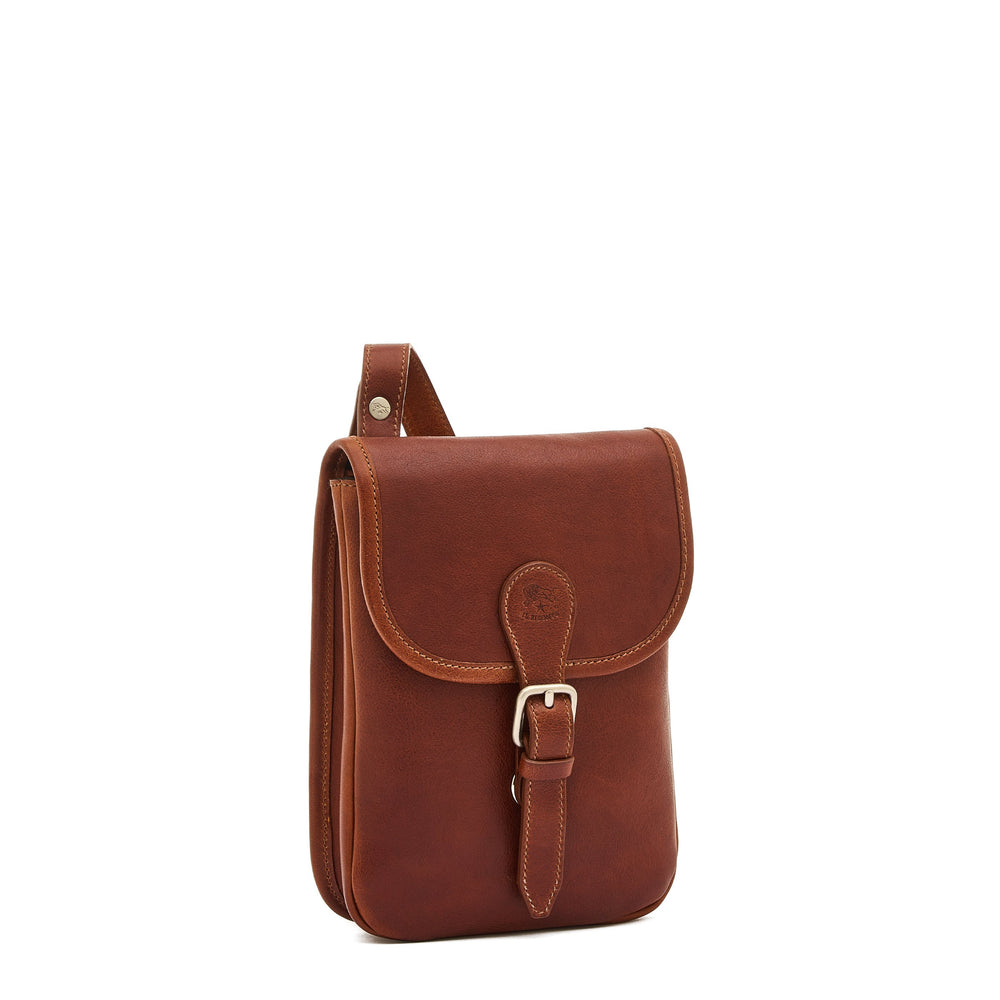 Linea 1990 | Borsa a tracolla da uomo in pelle invecchiata colore seppia