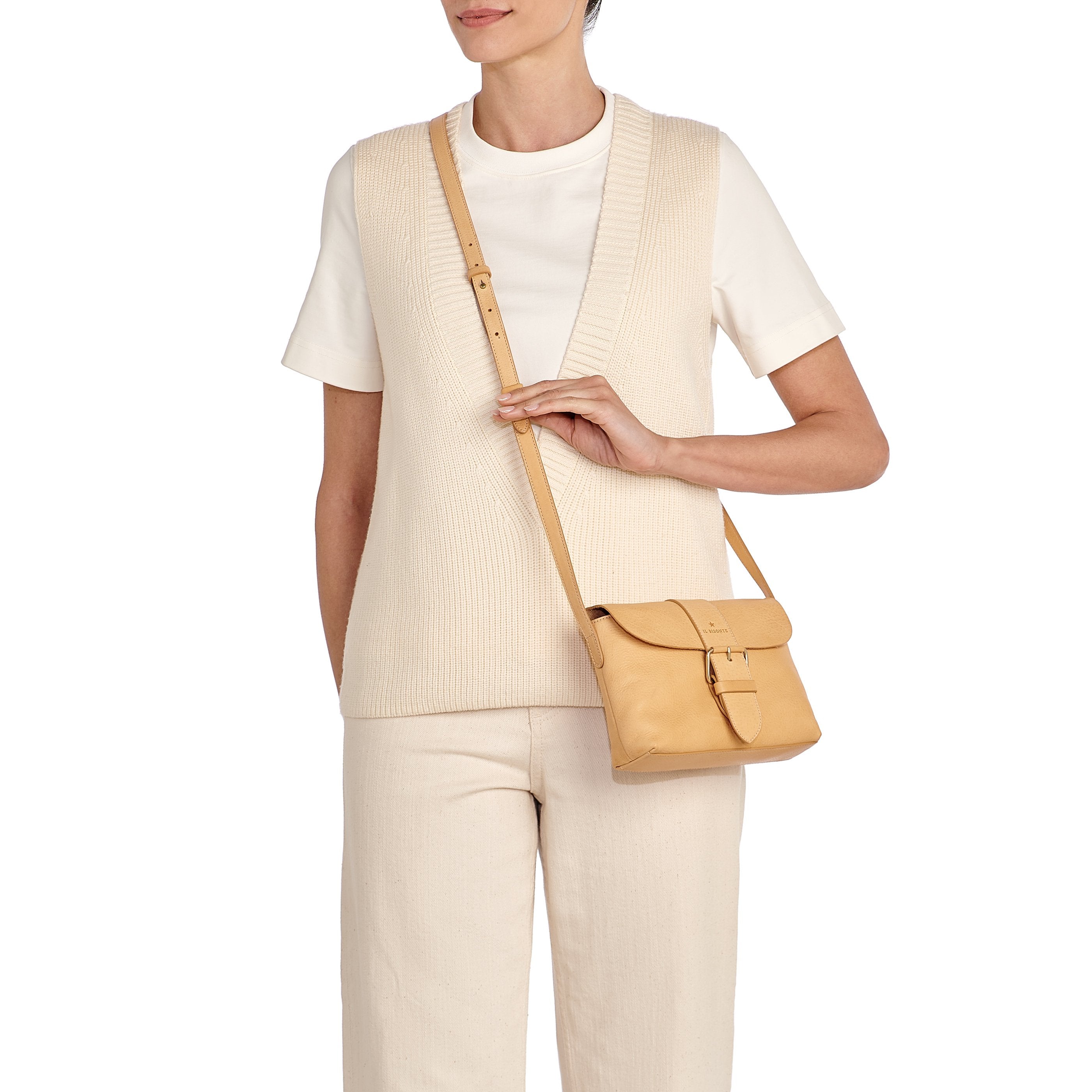 Linea 1990 | Borsa a tracolla da donna in pelle colore naturale