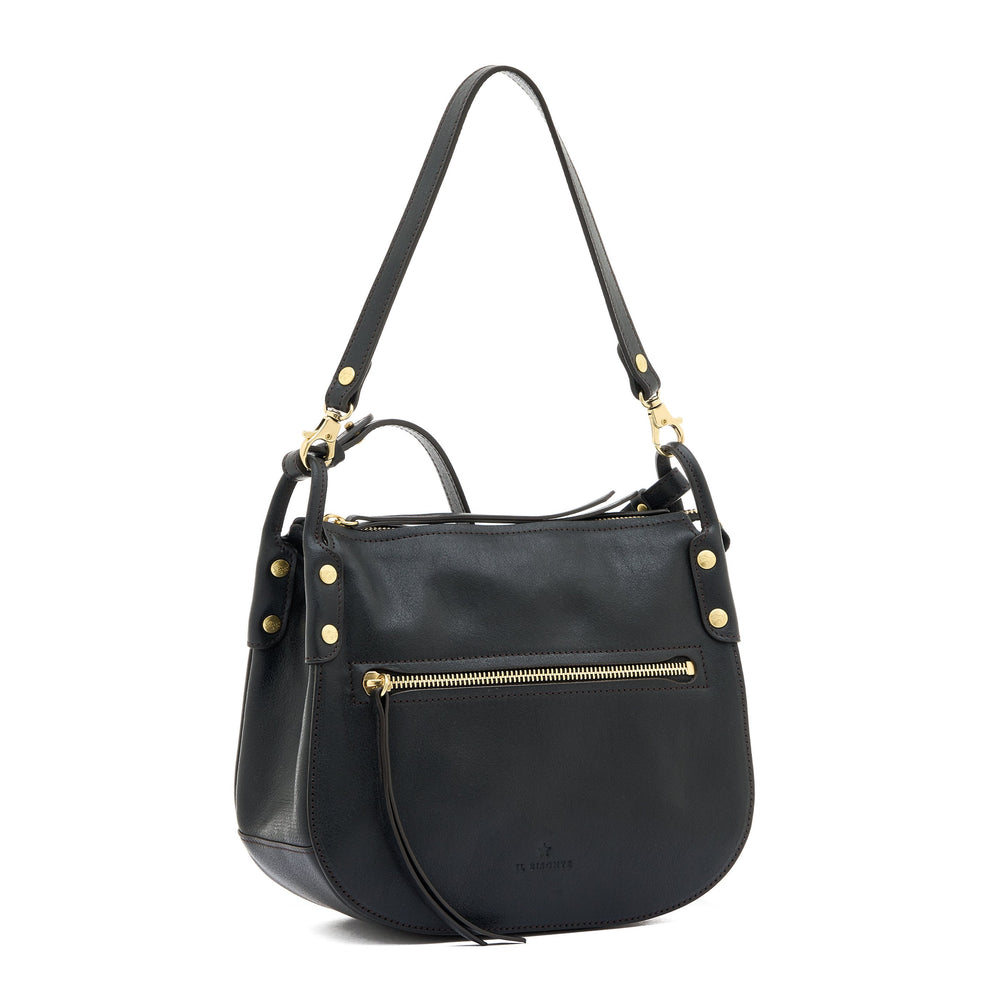 Essenza | Women's crossbody bag in vintage leather color black — 
side view
 — 3 of 6