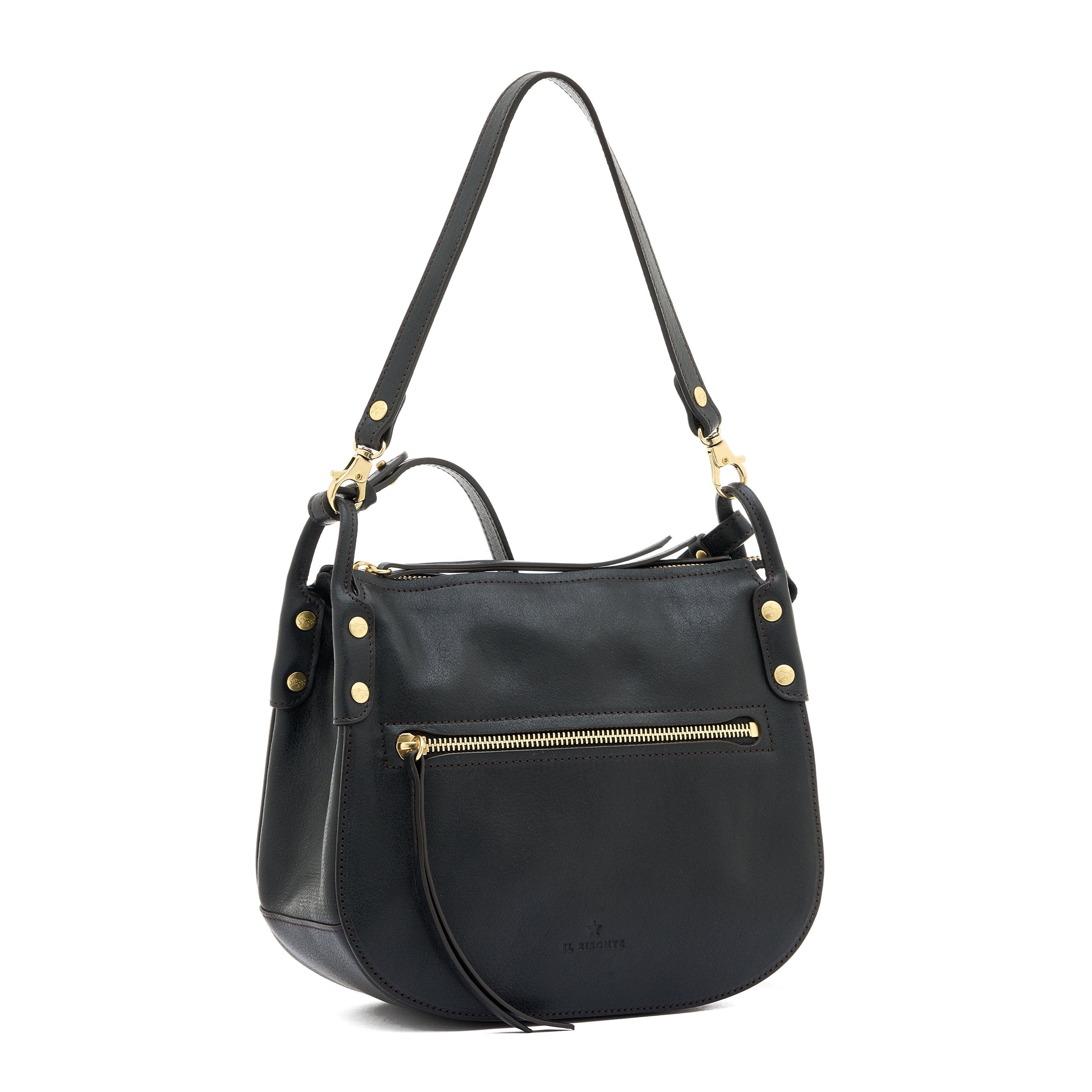 Essenza | Women's crossbody bag in vintage leather color black — 
side view
 — 3 of 8