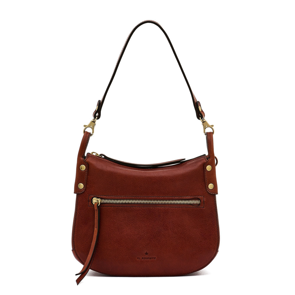 Essenza | Women's crossbody bag in vintage leather color sepia — 
front view
 — 1 of 5