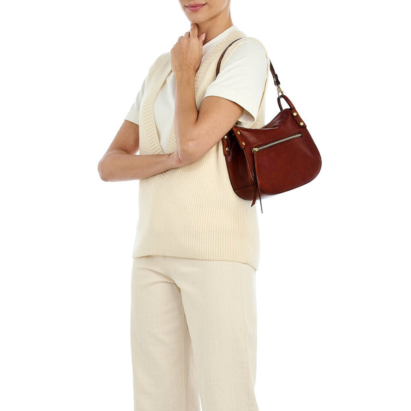 Essenza | Women's crossbody bag in vintage leather color sepia