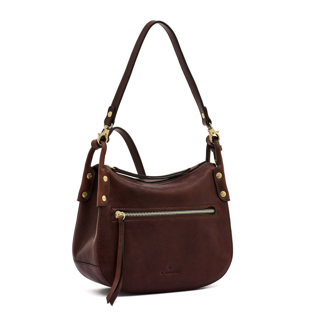 Essenza | Women's crossbody bag in vintage leather color coffee — 
side view
 — 3 of 5