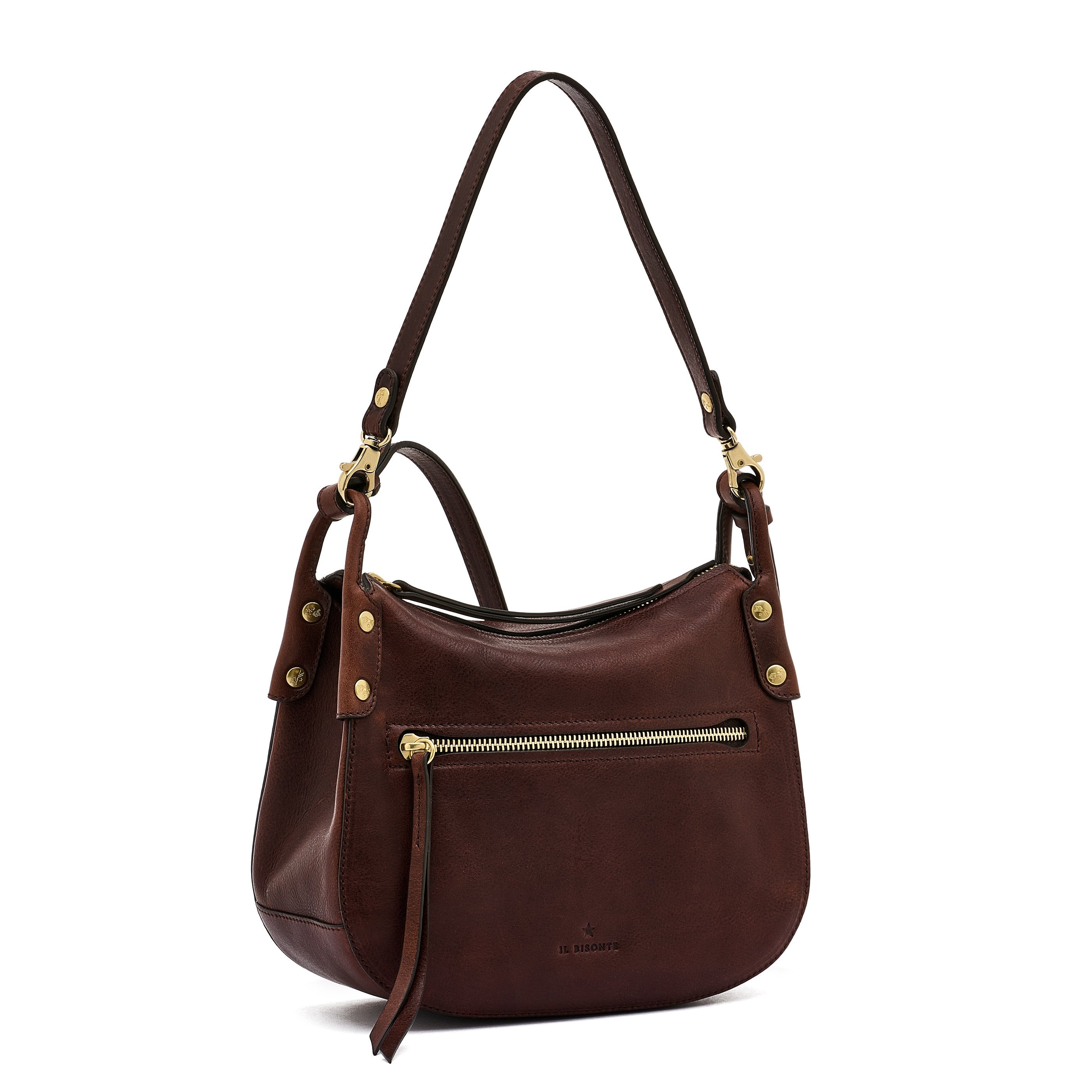 Essenza | Women's crossbody bag in vintage leather color coffee — 
side view
 — 3 of 7