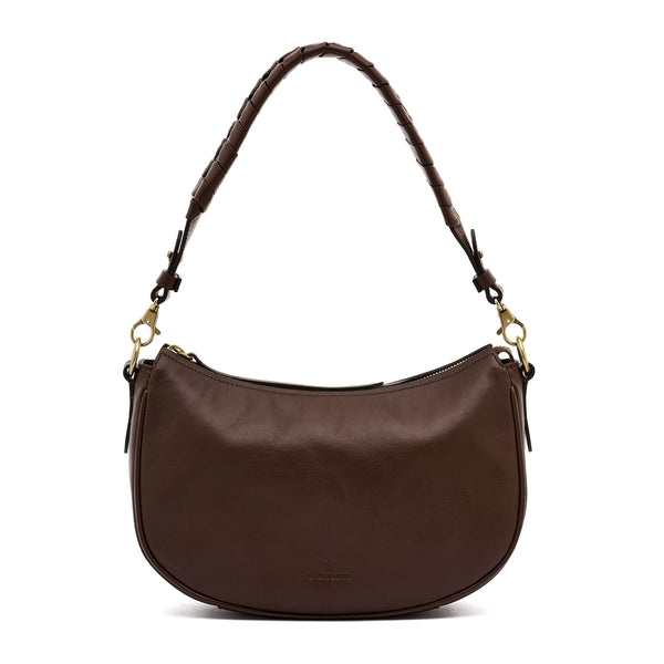 Trama | Borsa a tracolla da donna in pelle colore marrone tabacco — 
front view
