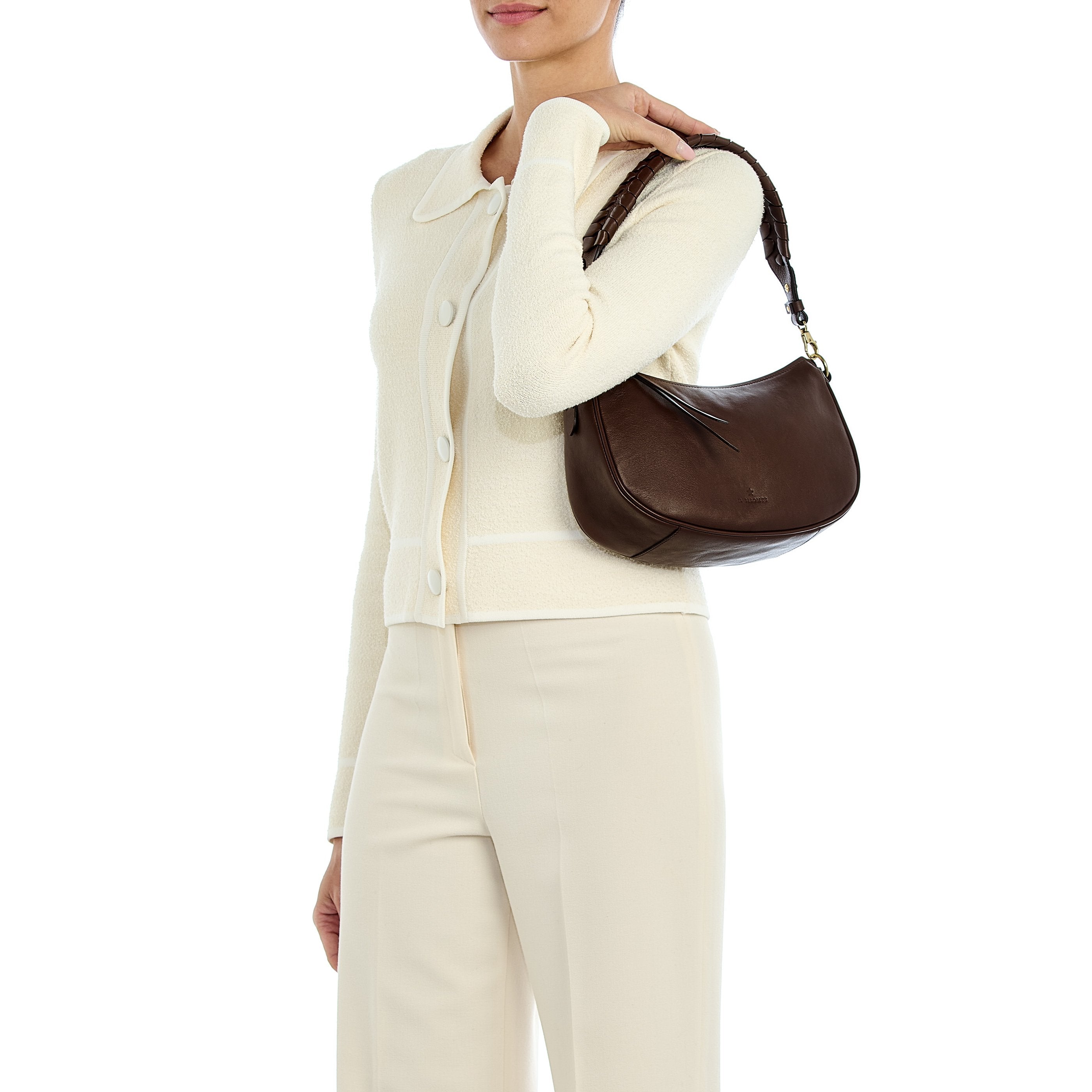 Trama | Borsa a tracolla da donna in pelle colore marrone tabacco — 
product detail view
 — 5 of 6