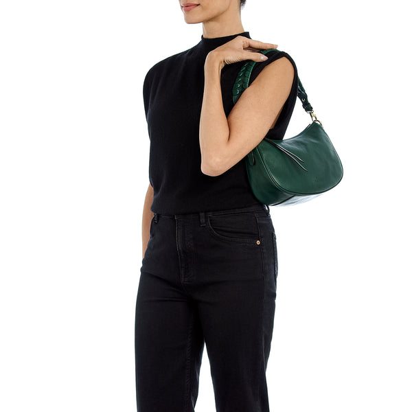 Trama | Borsa a tracolla da donna in pelle colore verde oleandro