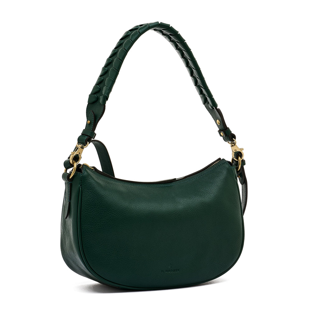 Trama | Women's crossbody bag in leather color green oleandro — 
side view
 — 3 of 5