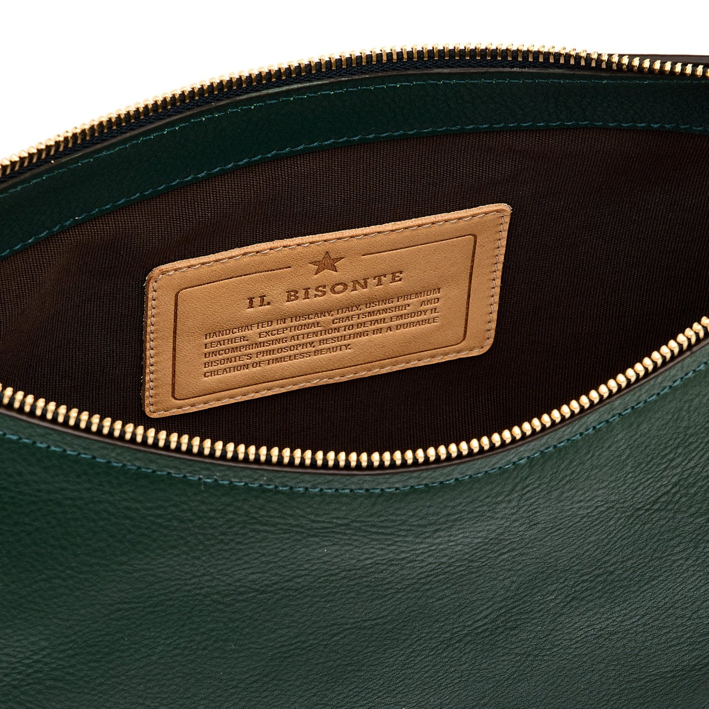 Trama | Women's crossbody bag in leather color green oleandro — 
interior detail view
 — 4 of 6
