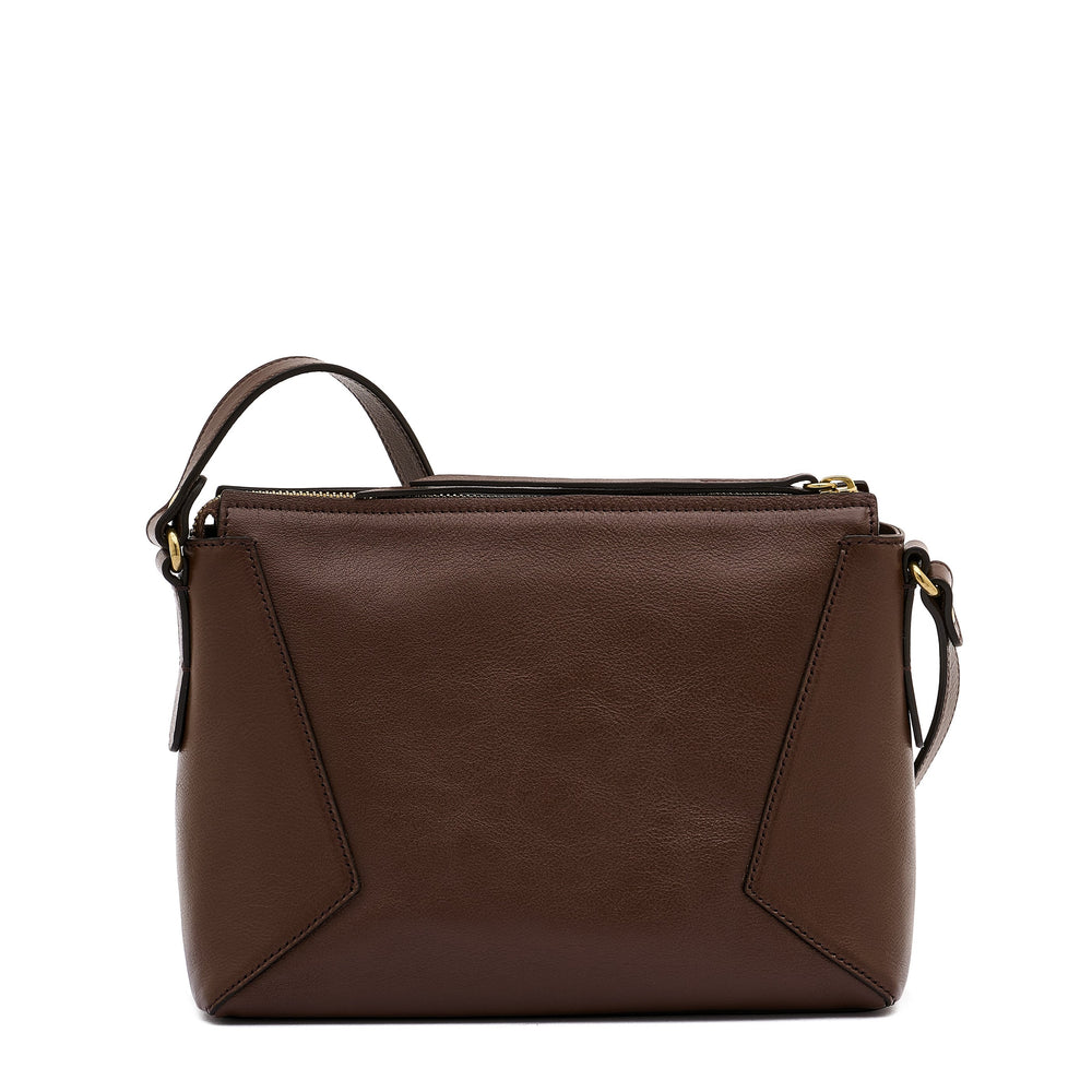 Storia | Women's crossbody bag in leather color brown tabacco — 
back or detail view
 — 4 of 5