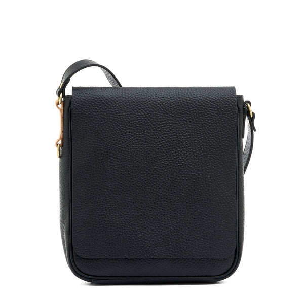 Segno | Sac bandouliere pour homme en cuir couleur noir — 
front view

