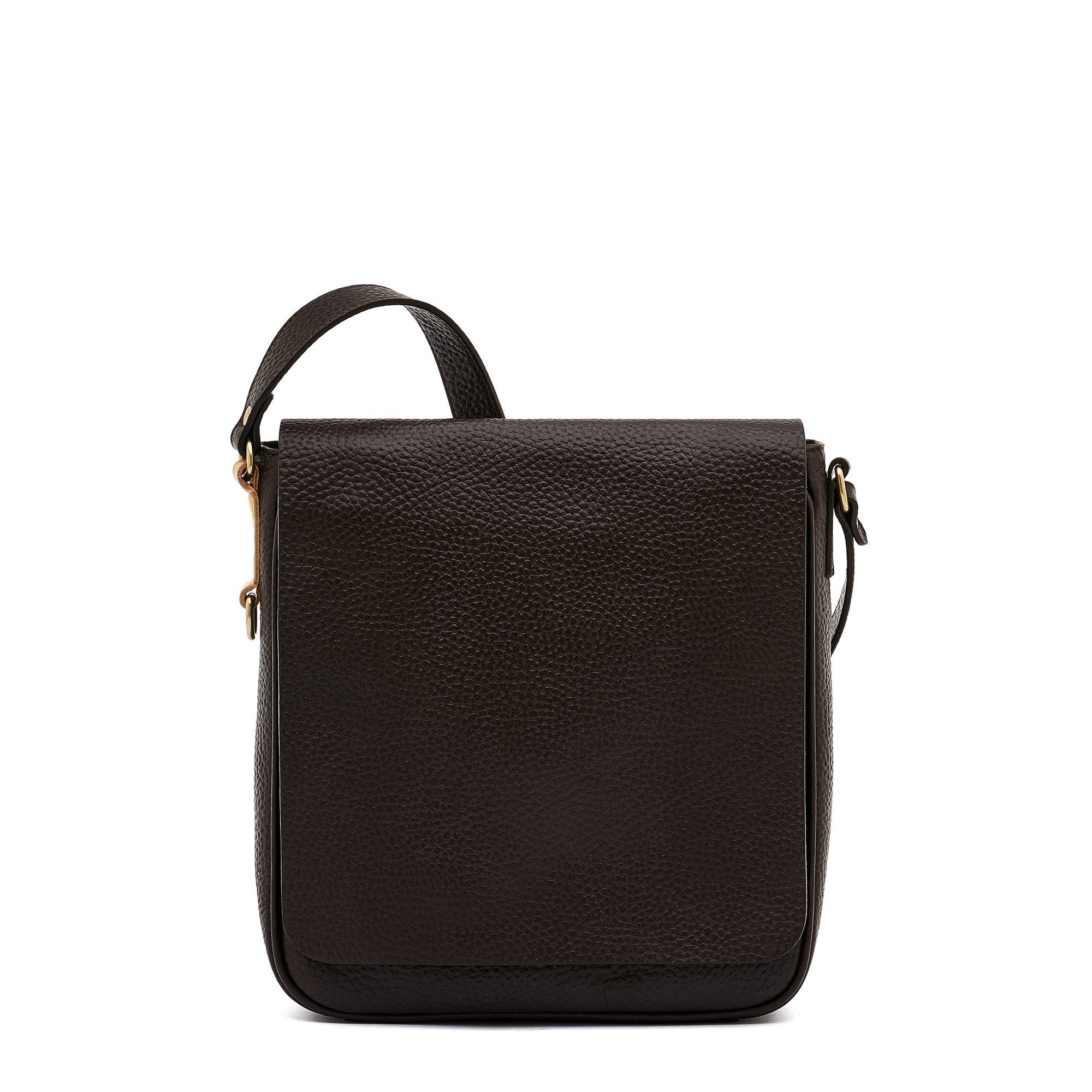 Segno | Sac bandouliere pour homme en cuir couleur brun foncé — 
front view
 — 1 of 5