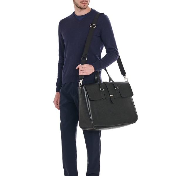 Belfiore | Men's travel bag in vintage leather color black