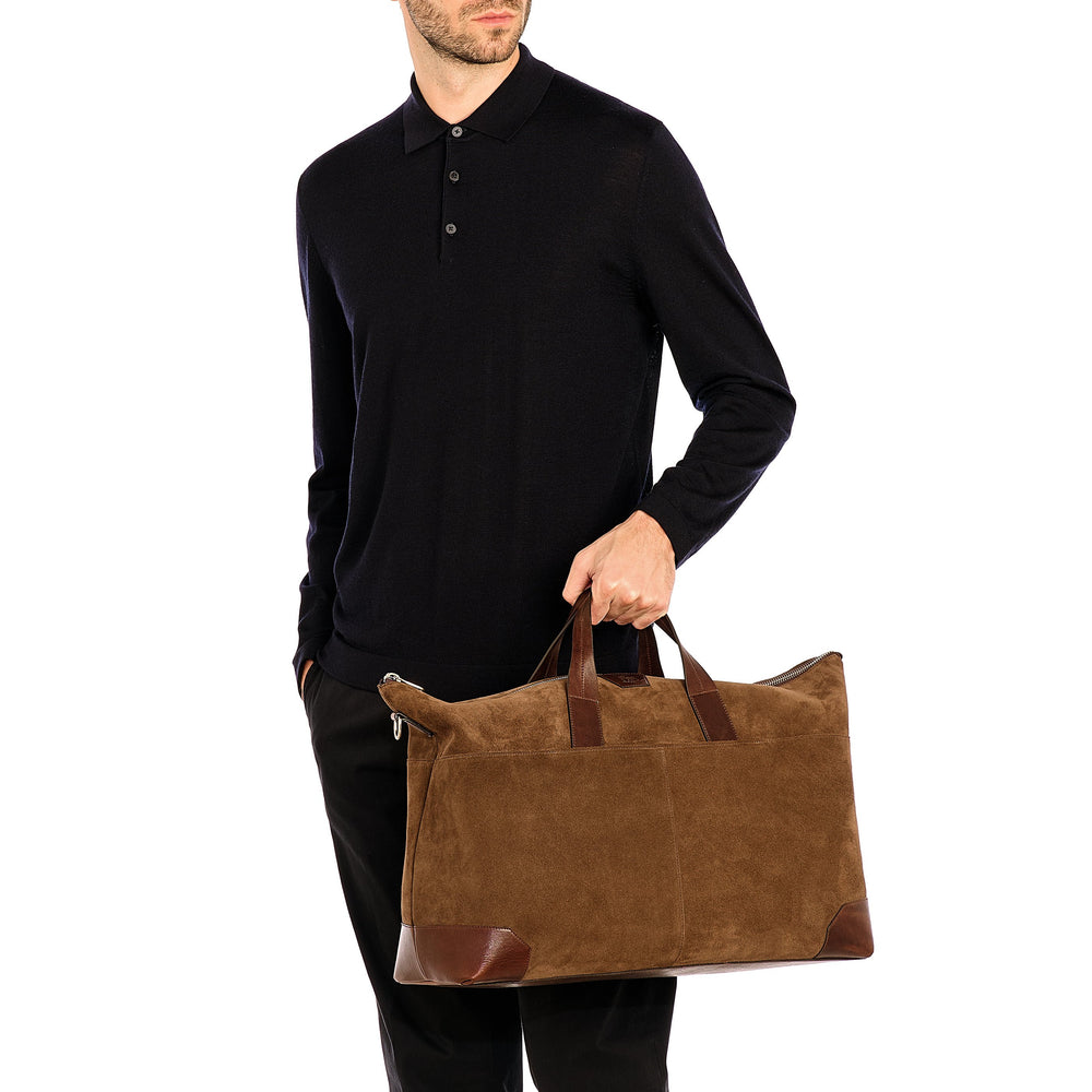 Galileo | Men's travel bag in suede color dark brown