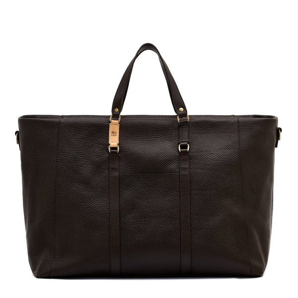 Segno | Sac voyage pour homme en cuir couleur brun foncé — 
front view
