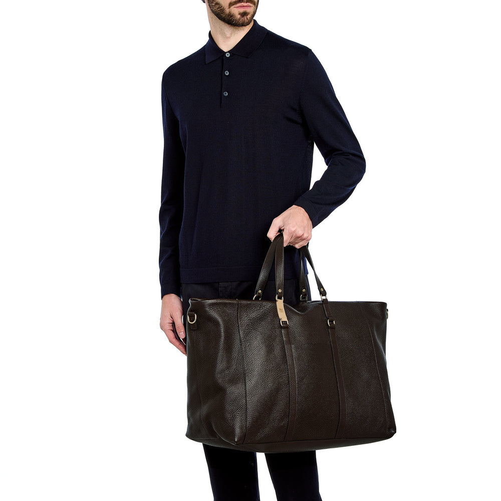 Segno | Borsa da viaggio da uomo in pelle colore testa di moro — 
product detail view
 — 6 of 6